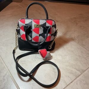 Luv Betsey satchel Black & Red Handbag crossbody w/chain & leather strap